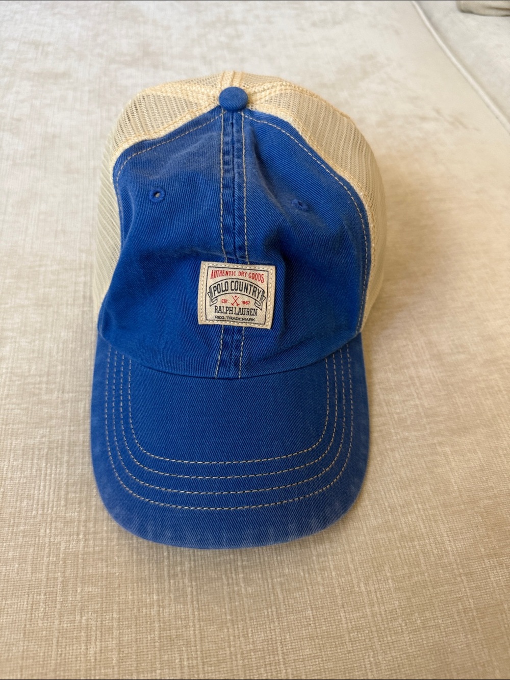 Ralph Lauren Blue and Tan Mesh Trucker Hat
